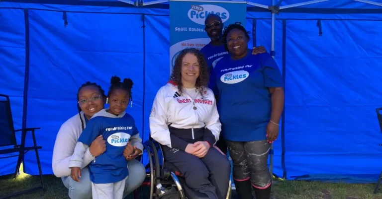 Gemma Collis with a family of Ickle Pickles' supporters