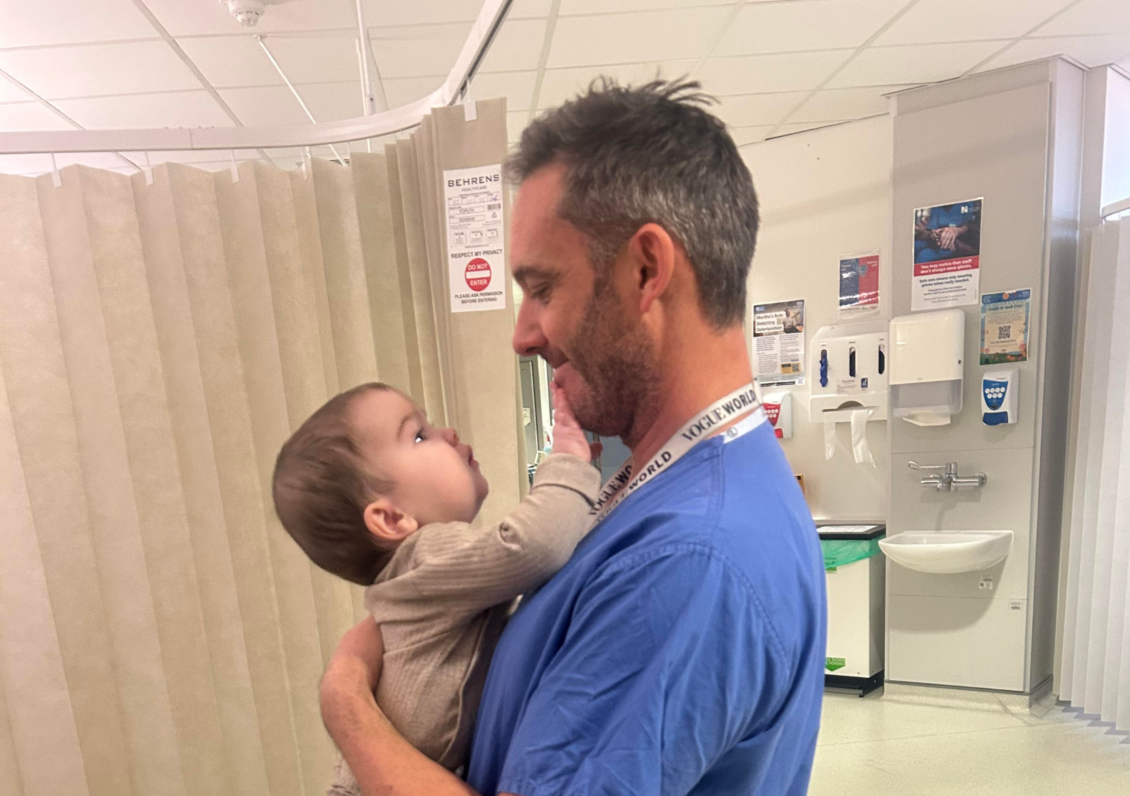 Baby Freddie with neonatal consultant