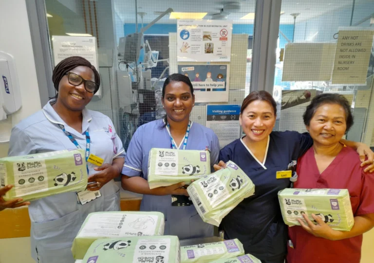 Neonatal staff with Mama Bamboo nappies