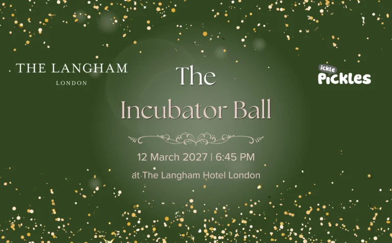 Text "The Incubator Ball" on green background