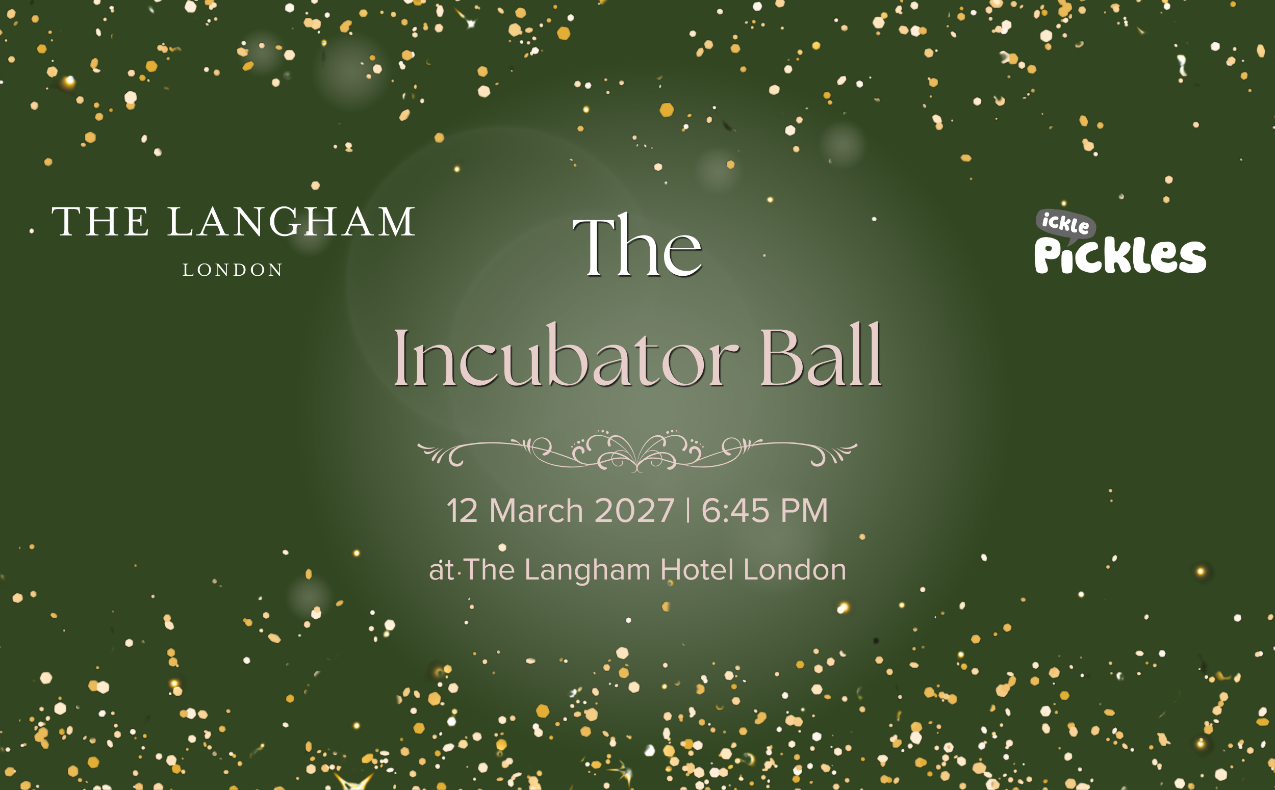 Text "The Incubator Ball" on green background