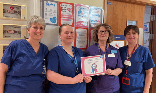 Northwick Park's neonatal team with the Ickle Pickles Pledge Certificate
